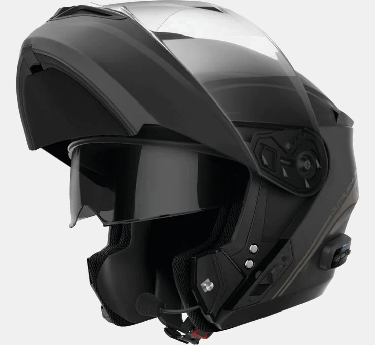 black bluetooth modular motorcycle helmet Sena Outrush R Modular Helmet