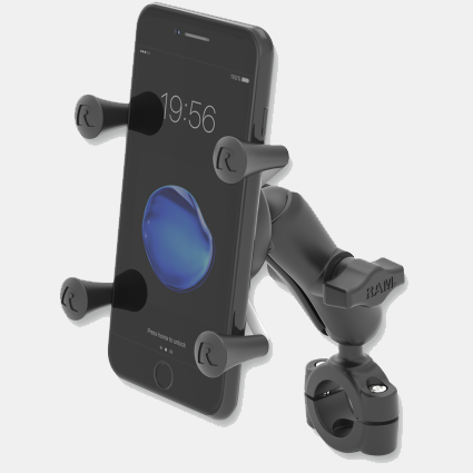 RAM Mounts - Torque 3/4" - 1" Diameter Handlebar/Rail Base with 1" Ball, Medium Arm and X-Grip Cycle Refinery