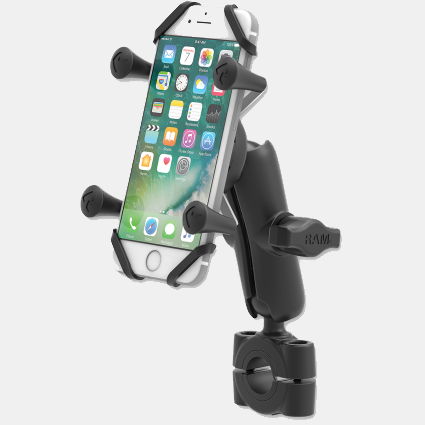 RAM Mounts - Torque 3/4" - 1" Diameter Handlebar/Rail Base with 1" Ball, Medium Arm and X-Grip Cycle Refinery