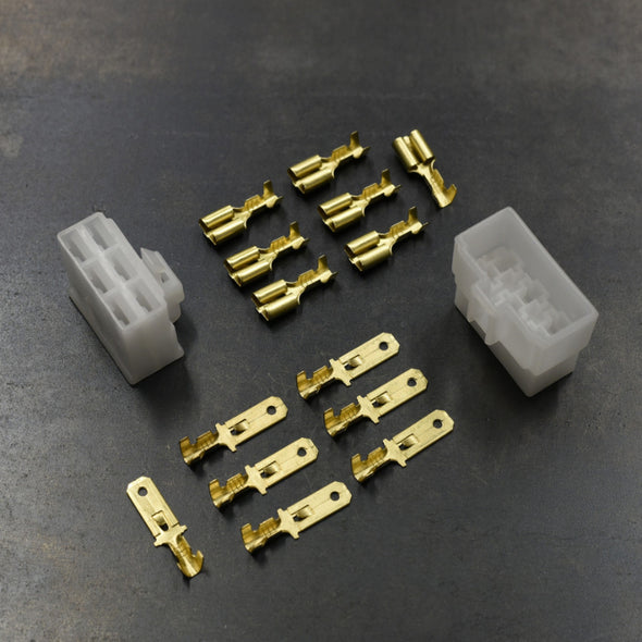 Connector Pair - 6-pin locking w/6.3mm spades Cycle Refinery